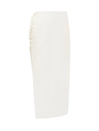 De La Vali Side Lace-up Midi Skirt In White