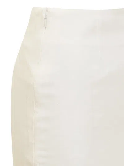 De La Vali Side Lace-up Midi Skirt In White