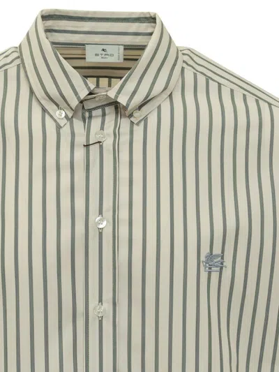 Etro Pegaso-motif Striped Shirt In Green