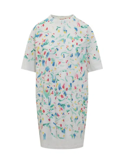 Marni Fiori Dress In White