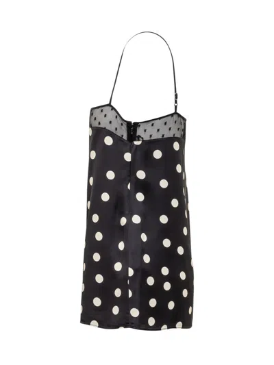 Stella Mccartney Mesh Detail Polka Dot Spaghetti Strap Top In Black