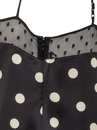 Stella Mccartney Mesh Detail Polka Dot Spaghetti Strap Top In Black