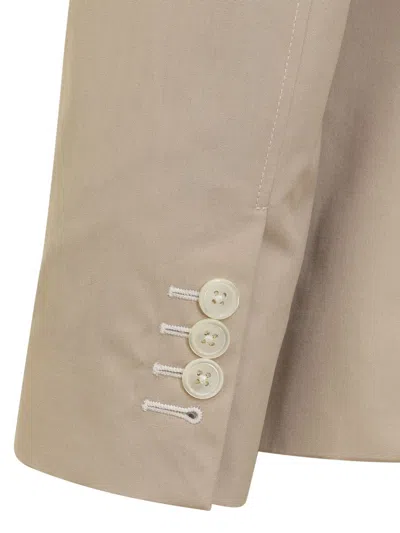 Thom Browne Cropped Sack Patch Pocket Sportcoat Blazer In Beige