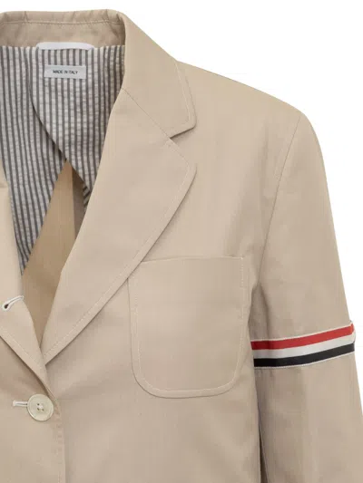 Thom Browne Cropped Sack Patch Pocket Sportcoat Blazer In Beige