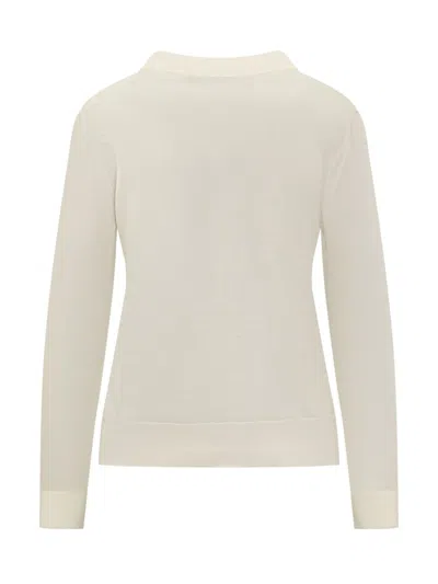 Tory Burch Wool And Silk Cardigan In White