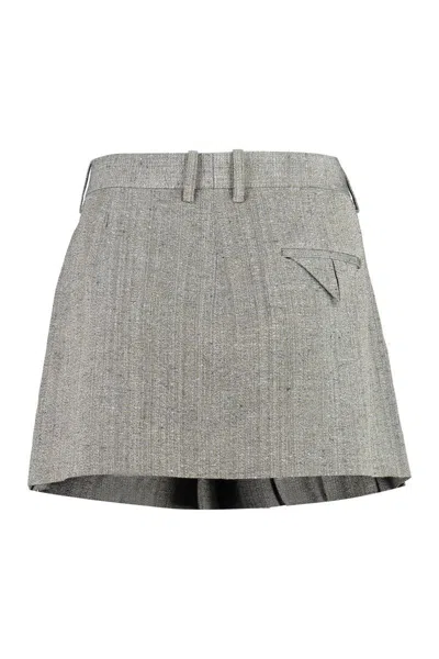 Bottega Veneta Burgundy Leather Mini Skirt In Brown