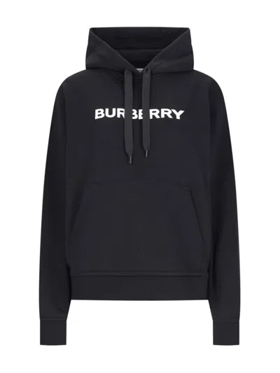 Burberry Poulter Hoodie With Logo Print In Black
