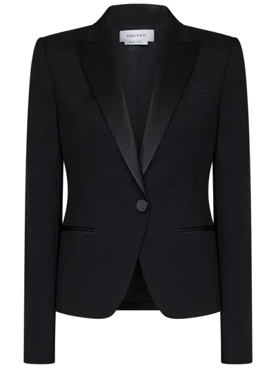 Alexander Mcqueen Women Wool Jacket In Black