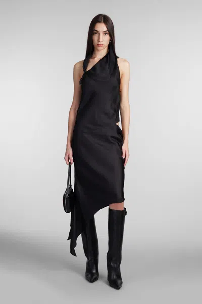 Courrèges Dress Woman In Black Silk In Black