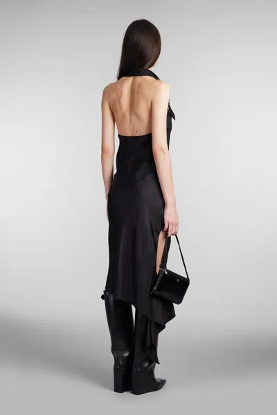 Courrèges Dress Woman In Black Silk In Black