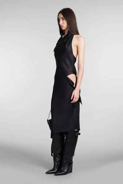 Courrèges Dress Woman In Black Silk In Black