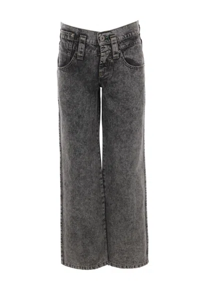 Vaquera Washed Wide-leg Jeans In Washed Black