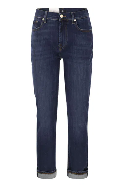 7 For All Mankind Relaxed Skinny Mid-rise Boyfriend Jeans For Women In Dark Denim In Dark Denim