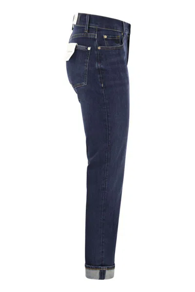 7 For All Mankind Relaxed Skinny Mid-rise Boyfriend Jeans For Women In Dark Denim In Dark Denim