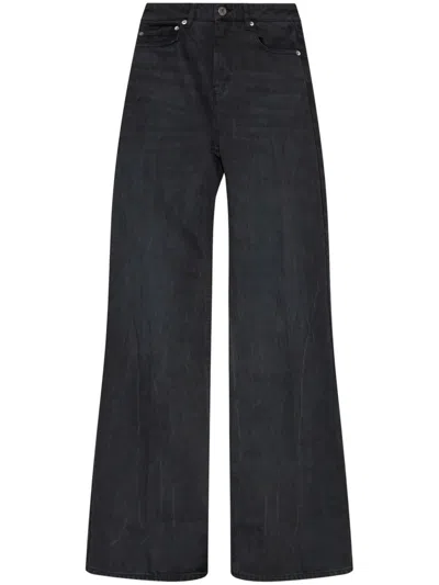 Ami Alexandre Mattiussi Ami Wide Leg Cotton Trousers With Front Pockets In Black