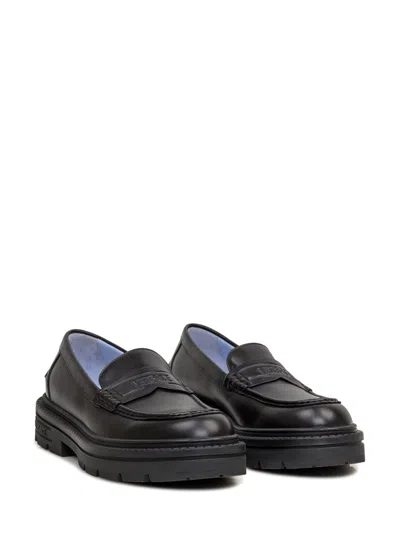 Versace Smooth Leather Adriano Loafers In In Black