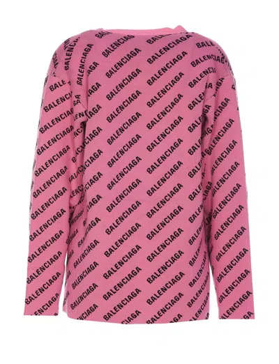 Balenciaga Logo V-neck Ribbed Knit Cardigan In Pink