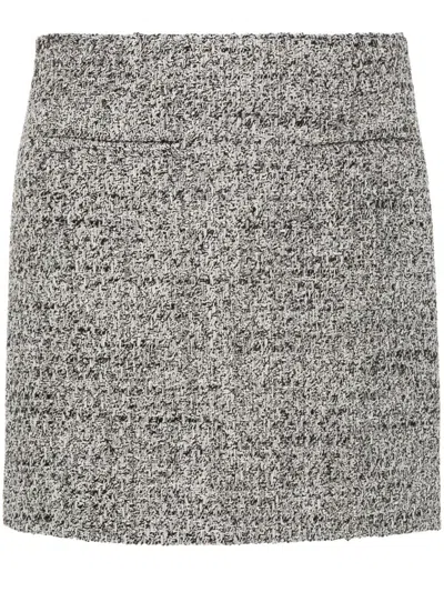 Golden Goose Miniskirt In Black And White Bouclé Cotton In 90422 Black/vintage White