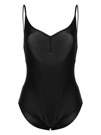 Alainpaul V-neck Bodysuit In Black