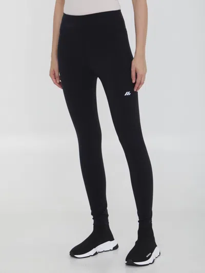 Balenciaga Reflective Logo Sports Leggings In Black