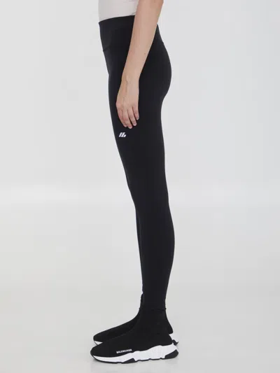 Balenciaga Reflective Logo Sports Leggings In Black