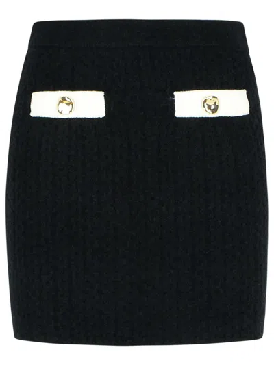 Self-portrait Self Portrait Black Alpaca Blend Skirt Women In Black