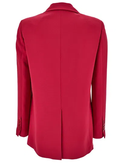 Plain Fuchsia Double-breasted Jacket In Purple