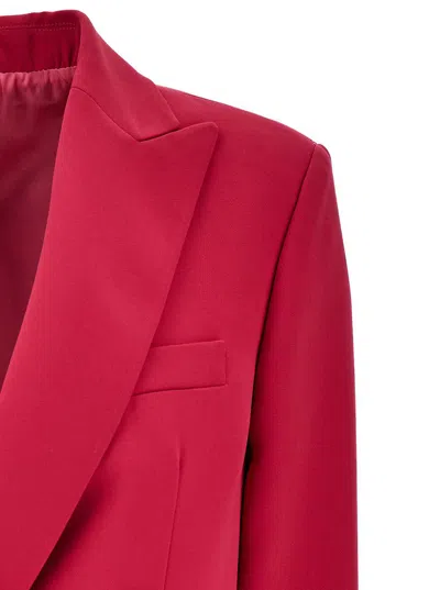Plain Fuchsia Double-breasted Jacket In Purple