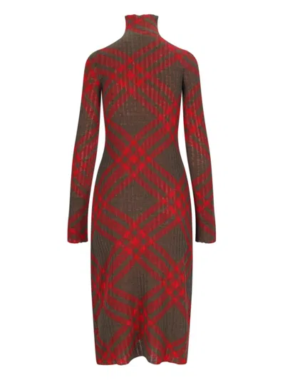 Burberry Ered Wool Blend Midi Dress In Green