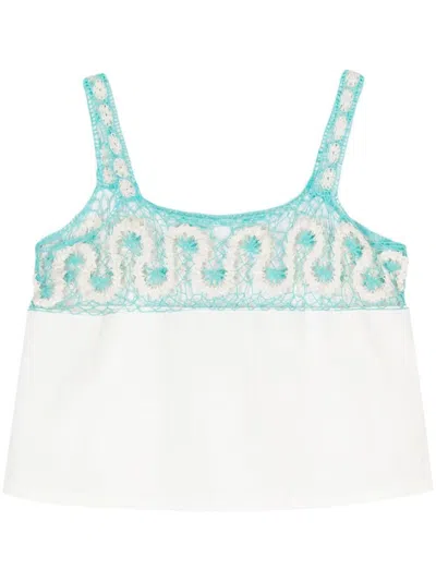 Bode Off-white Ripple Lace Tank Top In Beige