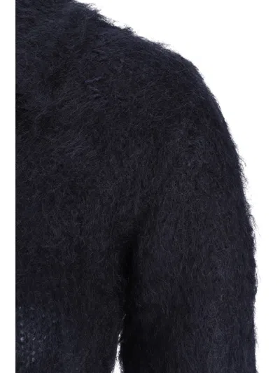 Marni Collared Neck Fuzzy Texture Short Sleeves In Black