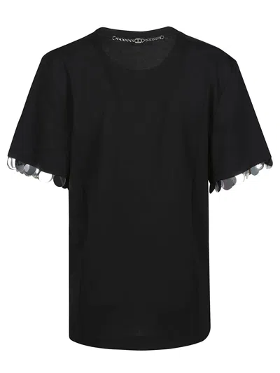 Rabanne Black T-shirt With Sequins On Bottom Sleeve In Black