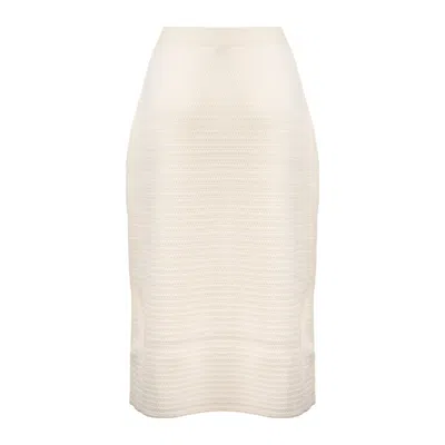 Fabiana Filippi White Virgin Wool Knit Skirt In White