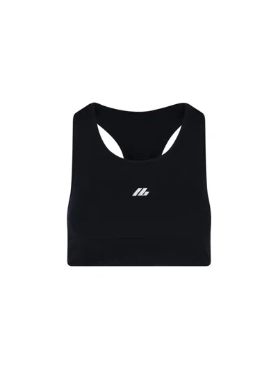 Balenciaga Sporty Reflective Logo Top Tops Black In Black