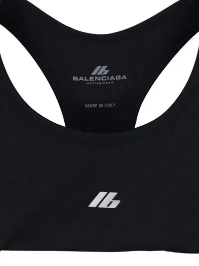 Balenciaga Sporty Reflective Logo Top Tops Black In Black