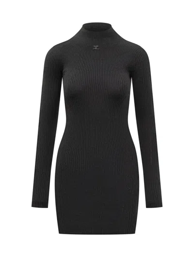 Courrèges Dress With Logo In Black