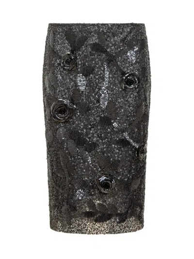Des_phemmes Skirt With Floral Pattern In Black
