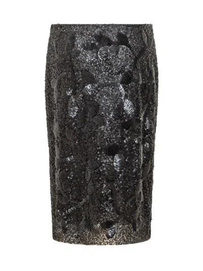Des_phemmes Skirt With Floral Pattern In Black
