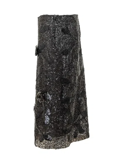 Des_phemmes Skirt With Floral Pattern In Black