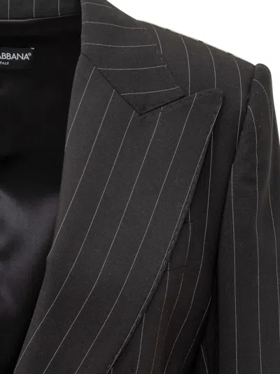 Dolce & Gabbana Pinstriped Single Button Blazer In Black