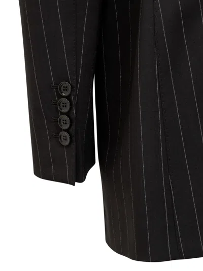 Dolce & Gabbana Pinstriped Single Button Blazer In Black