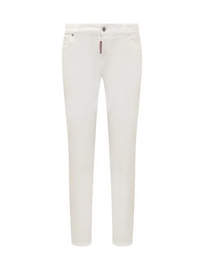 Dsquared2 Medium Waist Twiggy Jeans In White