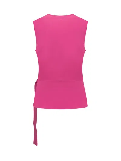 Fabiana Filippi V-neck Belted Sleeveless Top In Pink