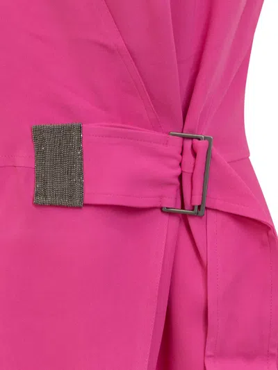 Fabiana Filippi V-neck Belted Sleeveless Top In Pink