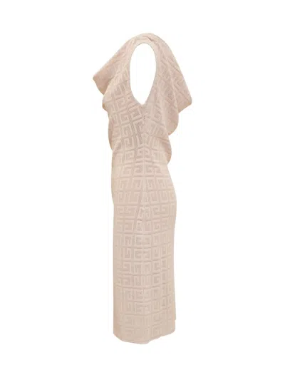 Givenchy Draped Dress In 4g Jacquard In Blush Pink
