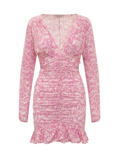 Isabel Marant Lara V-neck Floral Mini Dress In Pink
