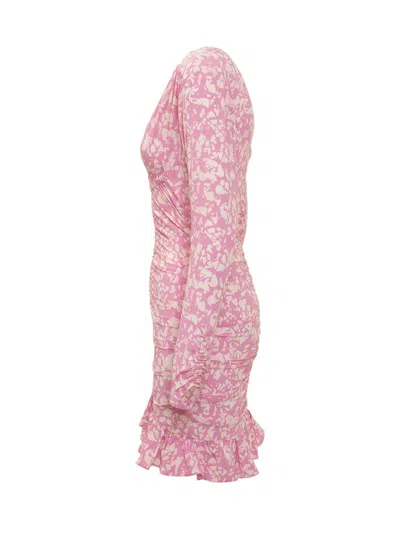 Isabel Marant Lara V-neck Floral Mini Dress In Pink