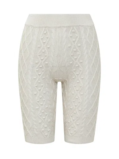 Loulou Studio Off-white Silk & Linen Musa Shorts In White