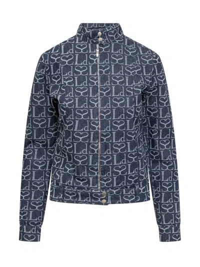 Ludovic De Saint Sernin Monogram-print Denim Jacket In Blue