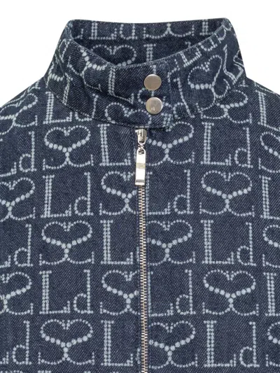 Ludovic De Saint Sernin Monogram-print Denim Jacket In Blue